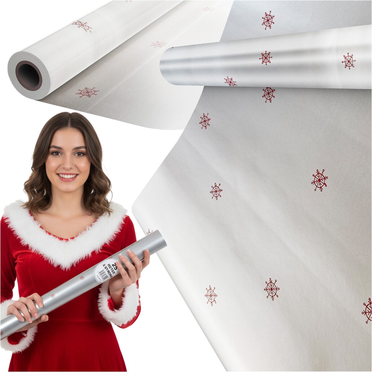 Papier Prezentowy Do Pakowania Prezentów 25 m MEGAROLKA Świąteczny Do Paczek Boże Narodzenie Ozdobny