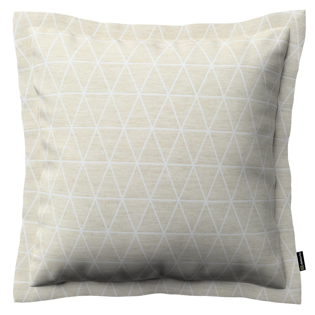 Poszewka Mona na poduszkę 45x45 trójkąty na beżowo-lnianym tle