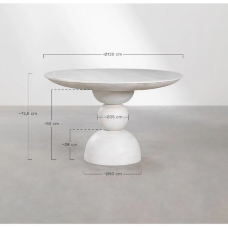 Stół okrągły z drewna mango bielony Bolla Ø120 cm