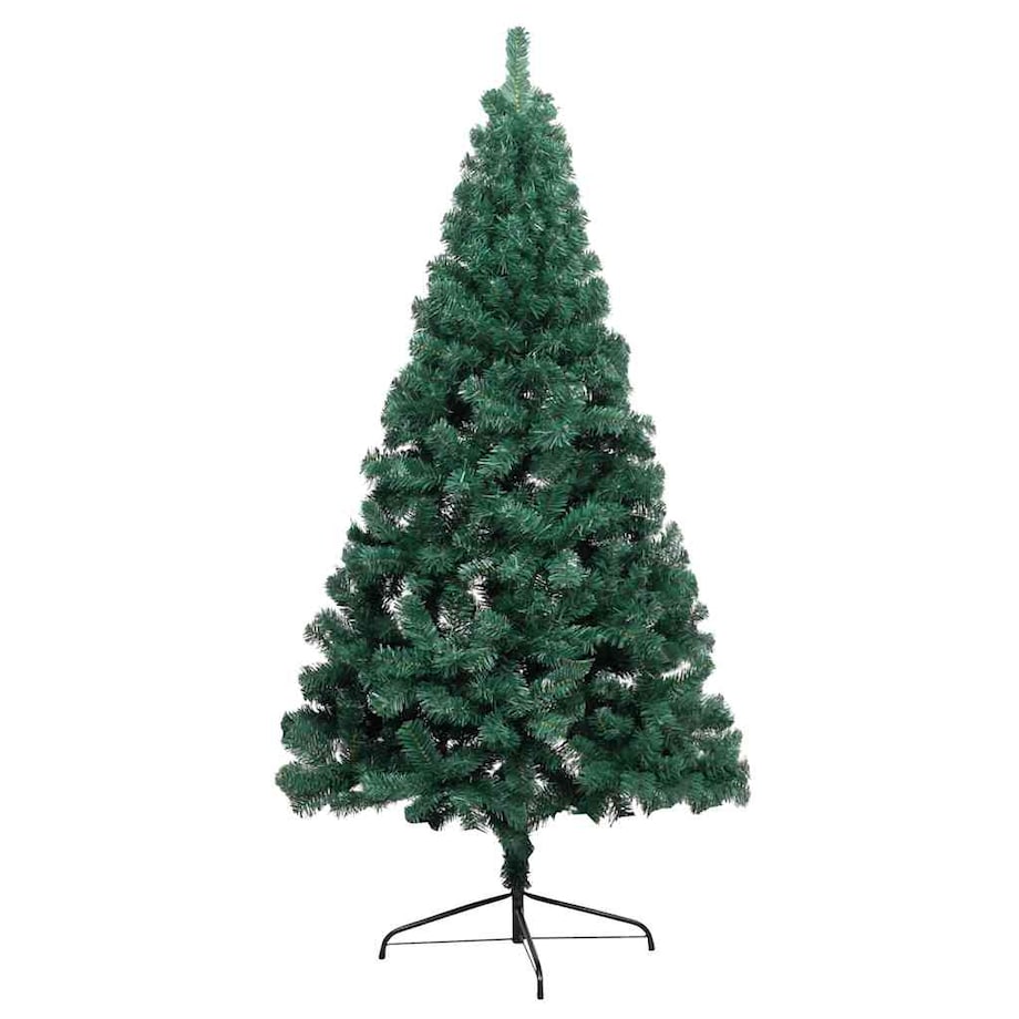 vidaXL Choinka z lampkami i bombkami, połówka, zielona, 120 cm