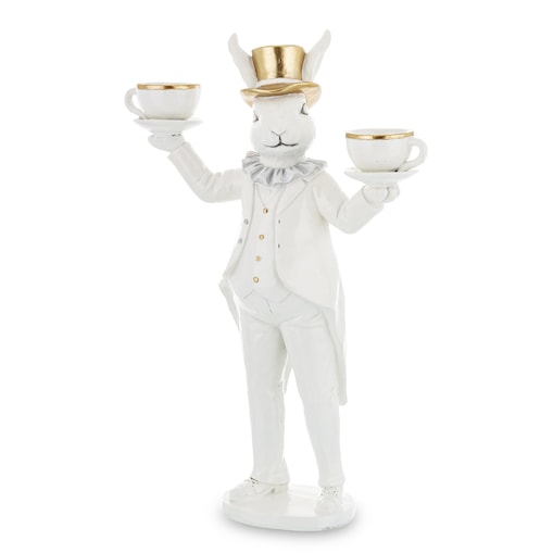 Dekoracja - królik z filiżankami 30,5x19x7 cm CAMERIERE