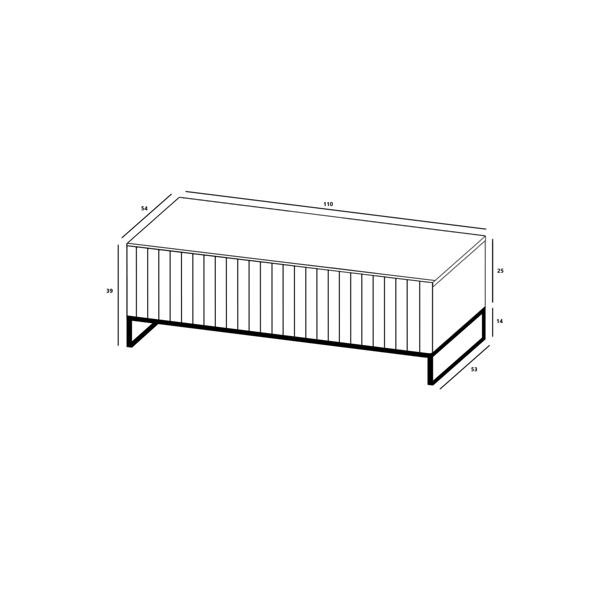 Nowoczesny Stolik kawowy Glamour prostokątny elegancka ława czarny Mat 110 cm