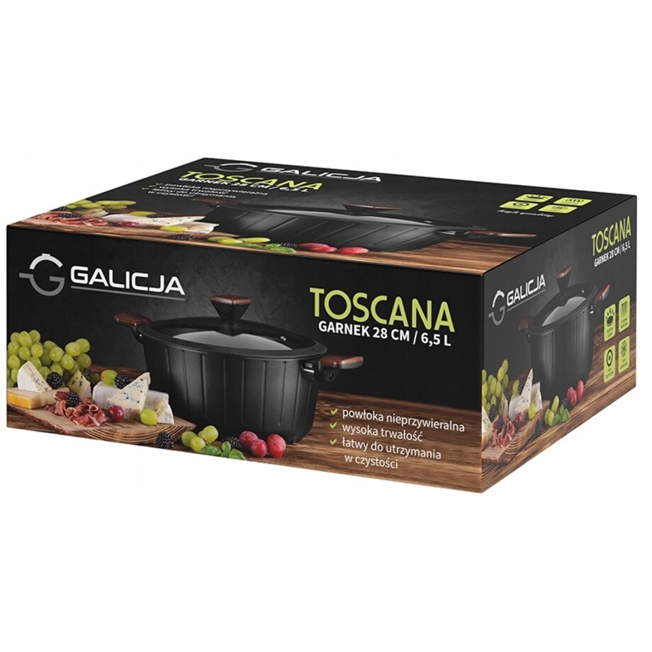 GARNEK TRADYCYJNY 6,5 L 28cm DUŻY czarny do gotowania zupy obiad kuchenny