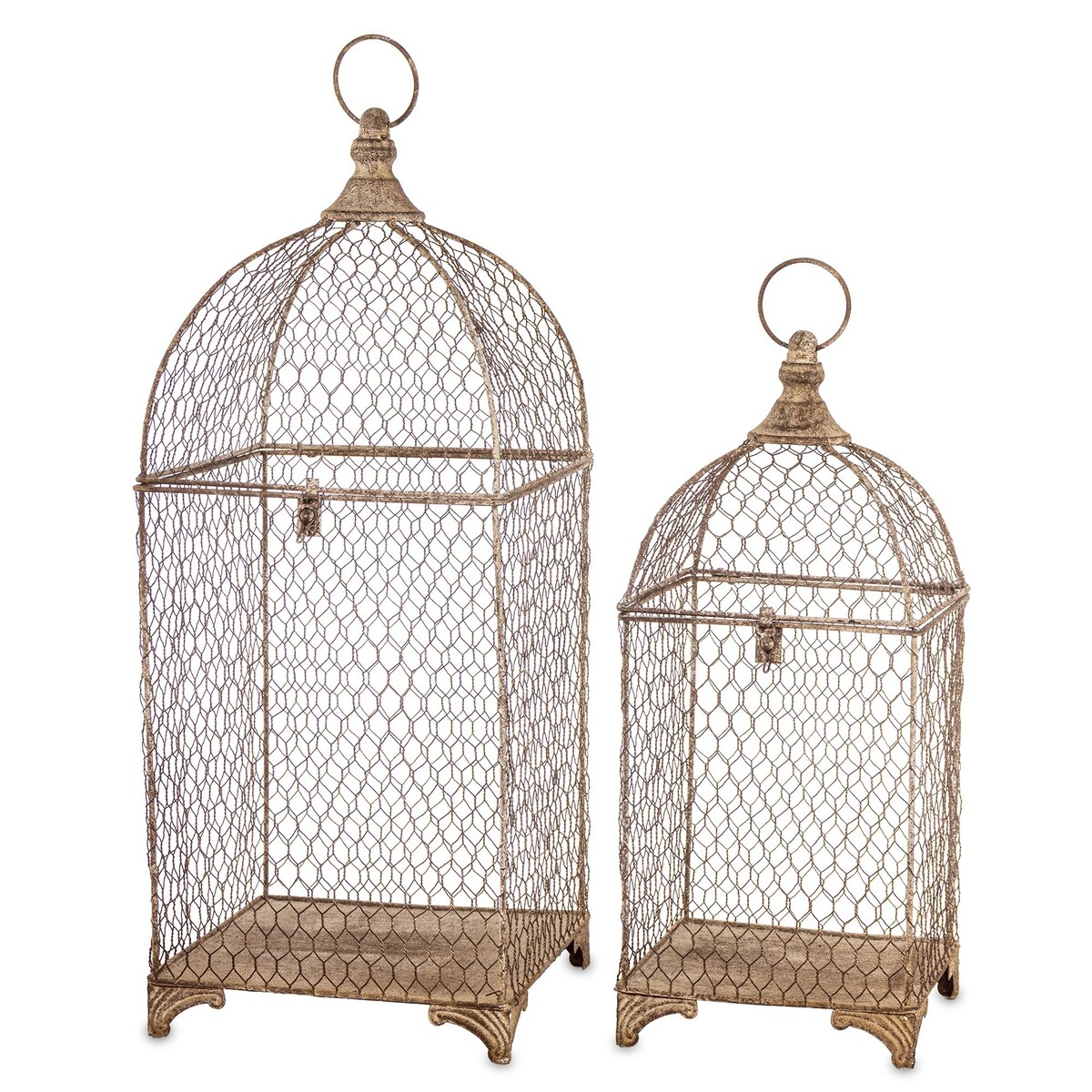 Klatki dekoracyjne metalowe 2 szt. 68x25x25 i 53x20x20 cm KAGOJ-3 z kopułą