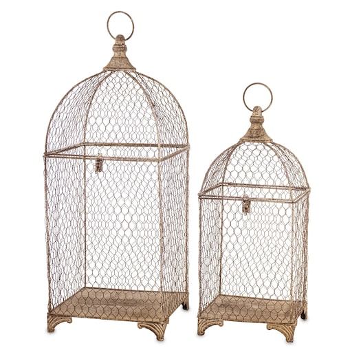 Klatki dekoracyjne metalowe 2 szt. 68x25x25 i 53x20x20 cm KAGOJ-3 z kopułą