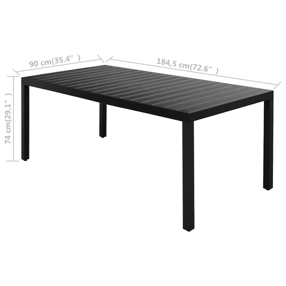 vidaXL 7-częściowy zestaw mebli ogrodowych, rattan PVC, czarny