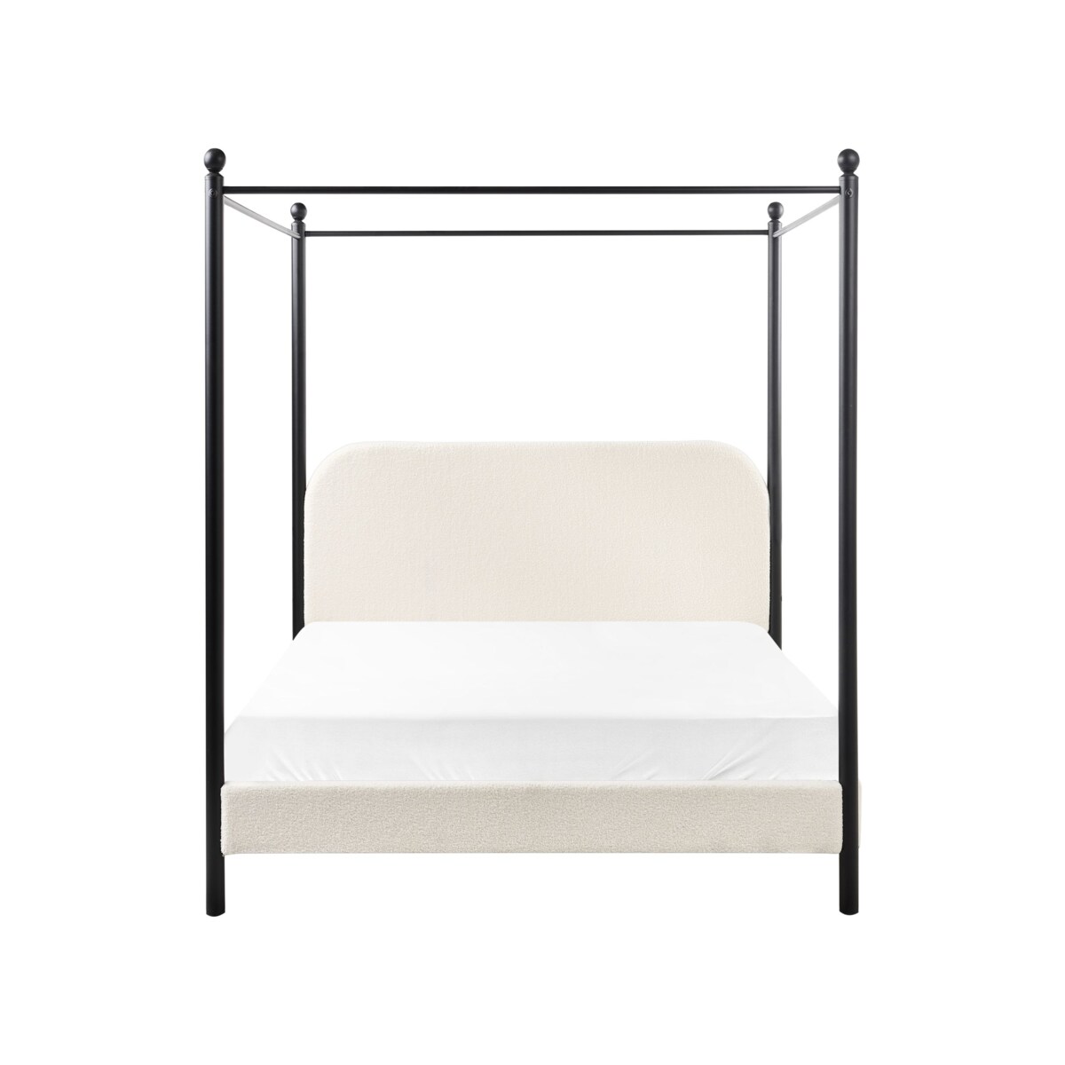 Łóżko z baldachimem Boucle DANNEMOIS 140 x 200 cm Złamana biel