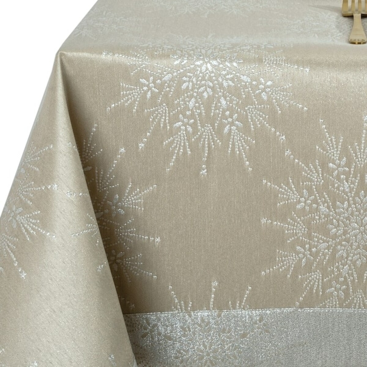 Obrus Śnieżynka beżowy - 120x120 cm - beżowy