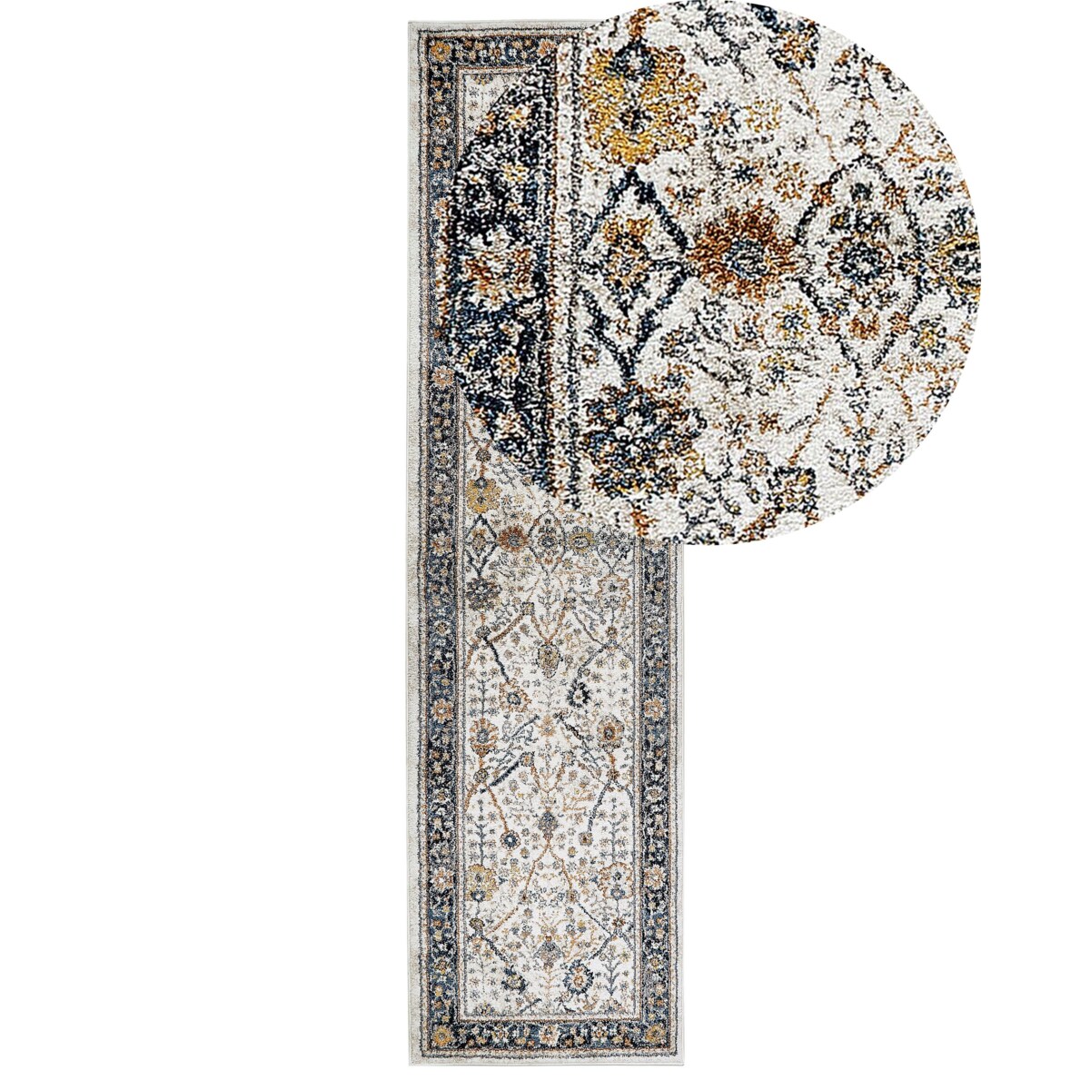 Dywan 80 x 300 cm beżowy z niebieskim ARATES