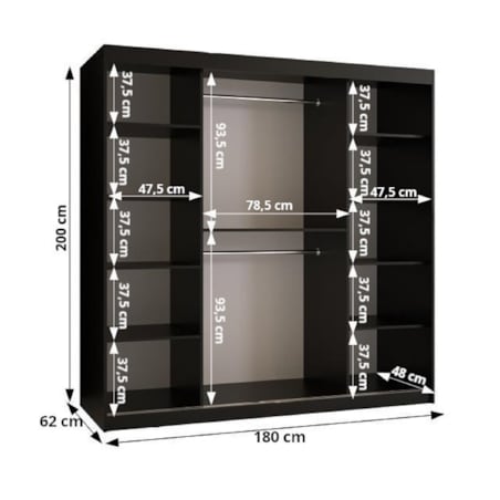 Szafa przesuwna Garderoba DOME 2 180 czarny