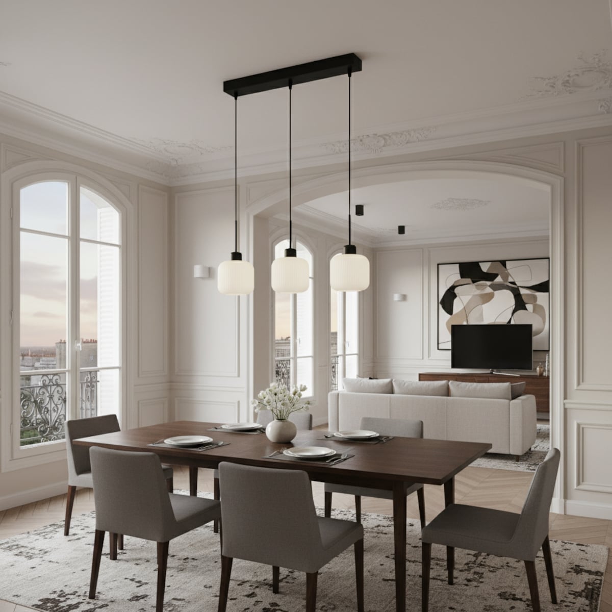 lampa wisząca 3 punktowa edylit białe klosze loft