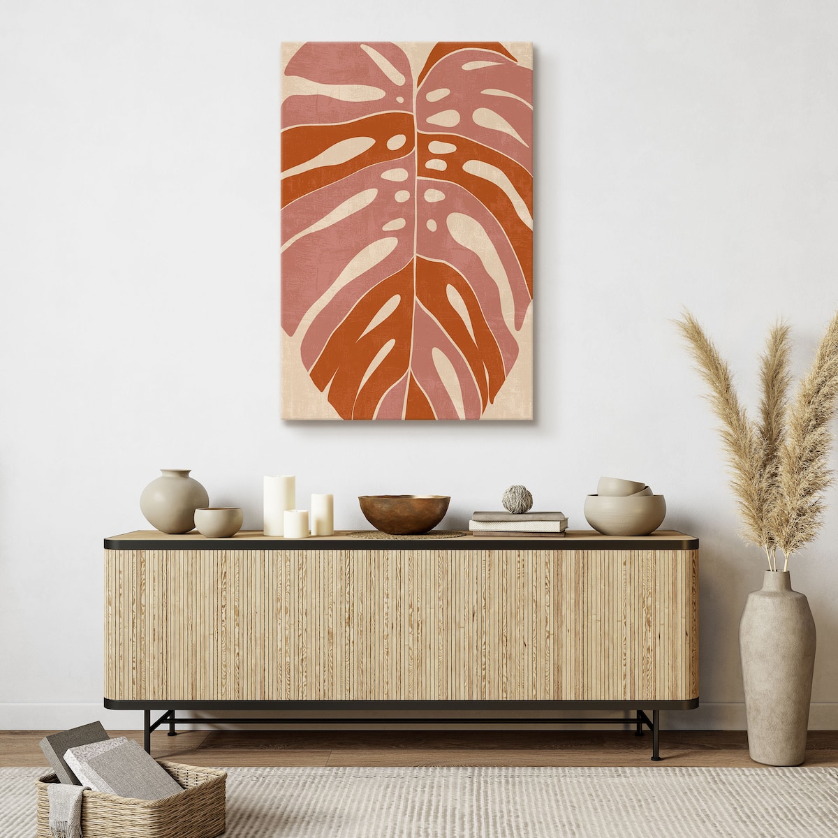 Obraz Pomarańczowo Różowy Liść Monstera 30x40cm