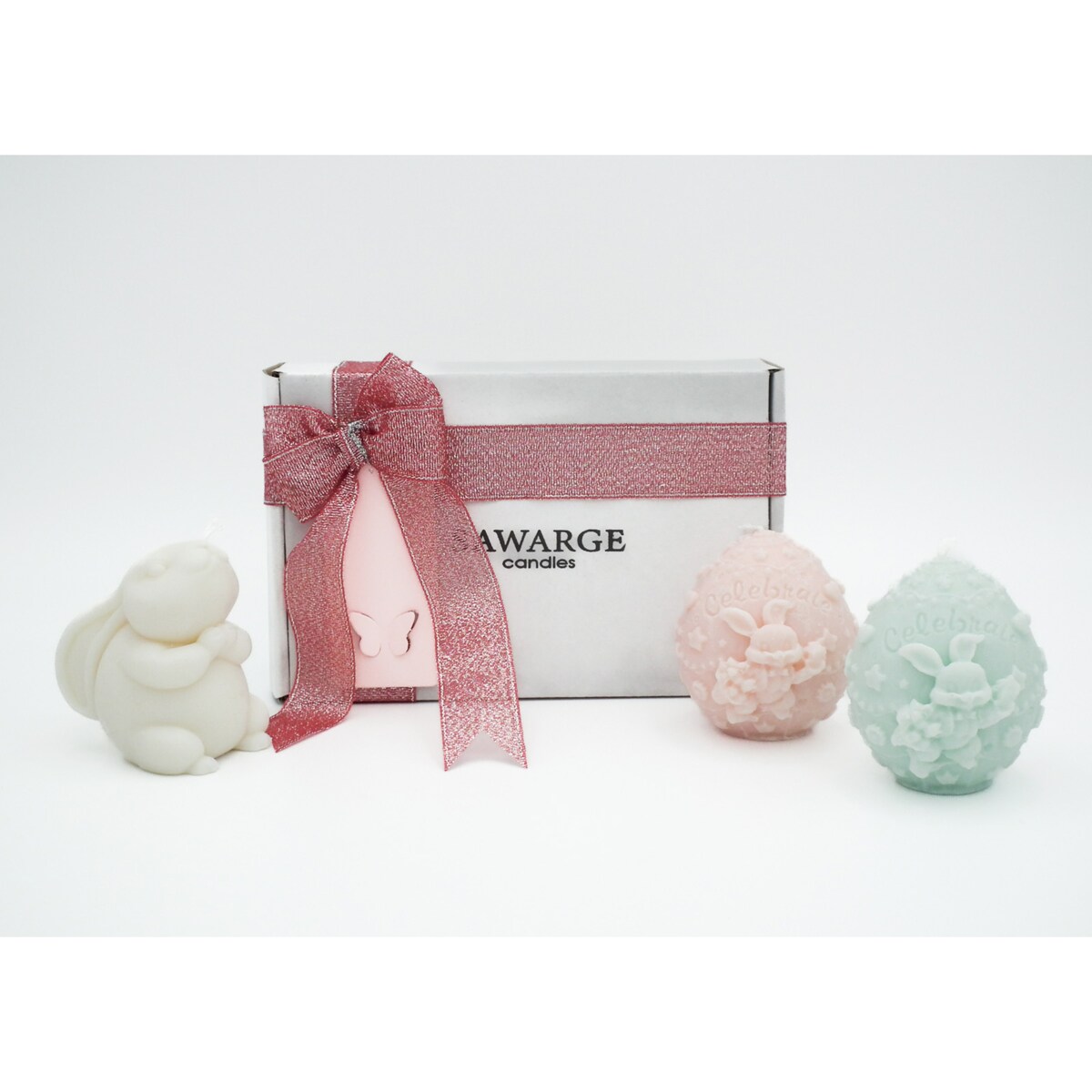 Zestaw prezentowy wielkanocny świece sojowe zajączek + 2 pisanki