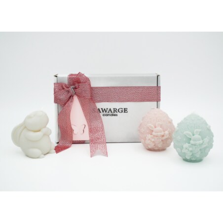 Zestaw prezentowy wielkanocny świece sojowe zajączek + 2 pisanki