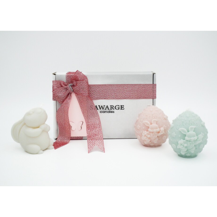 Zestaw prezentowy wielkanocny świece sojowe zajączek + 2 pisanki
