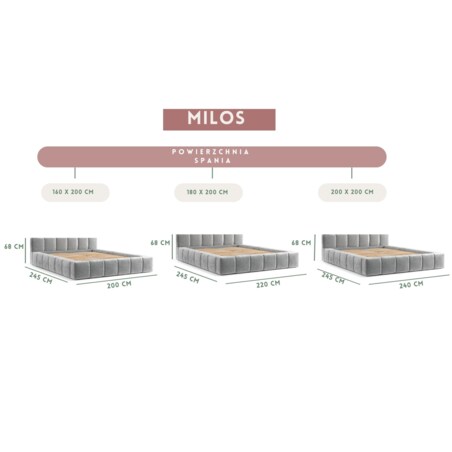Łóżko tapicerowane MILOS 160x200 z pojemnikiem, Biały, tkaniana Bubble 01