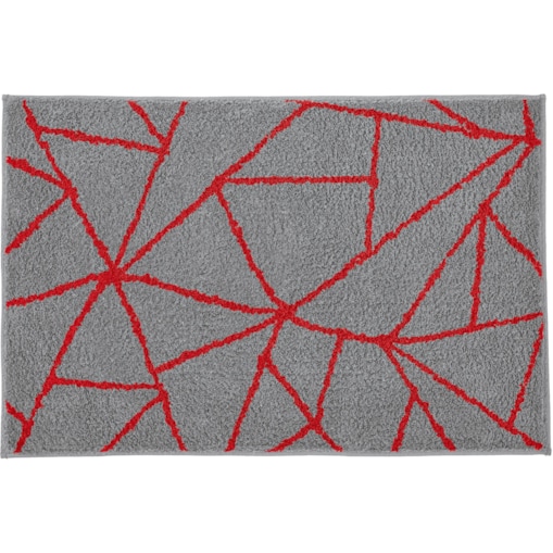 Kleine Wolke Bondi Dywanik łazienkowy szary czerwony antypoślizgowy grube runo 70x120 cm