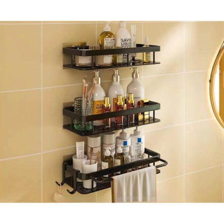 Półka Łazienkowa pod prysznic 2 Sztuki, Czarna