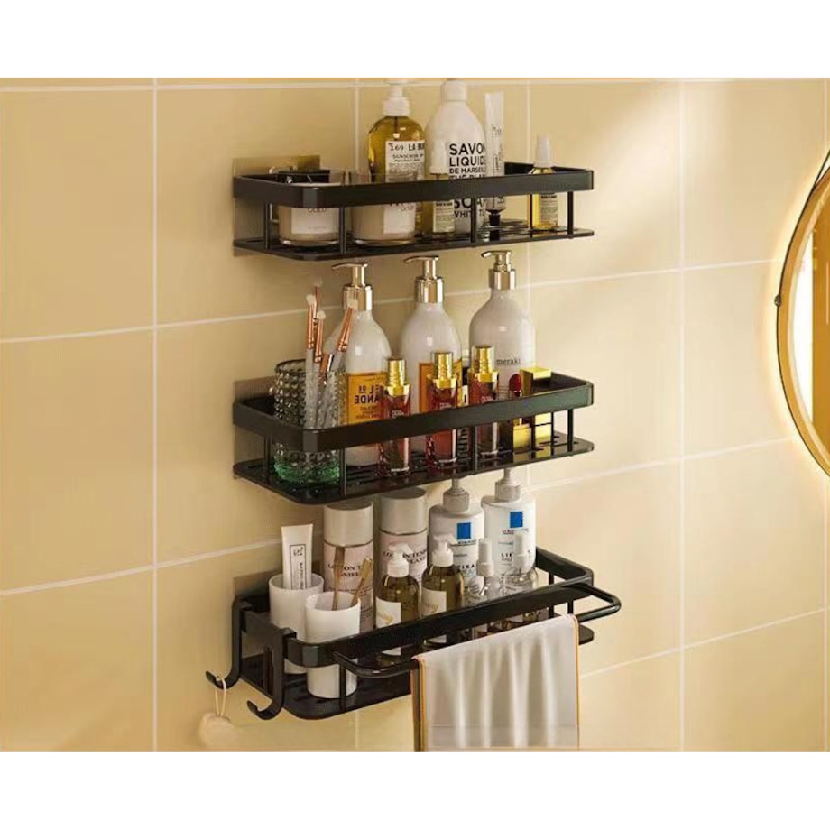 Półka Łazienkowa pod prysznic 2 Sztuki, Czarna