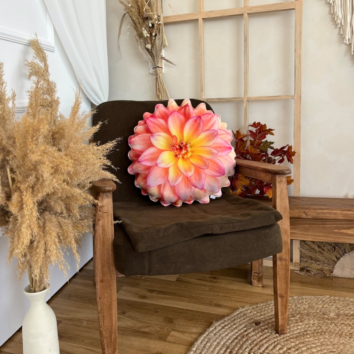 Poduszka jesienna kwiat Dalia duża