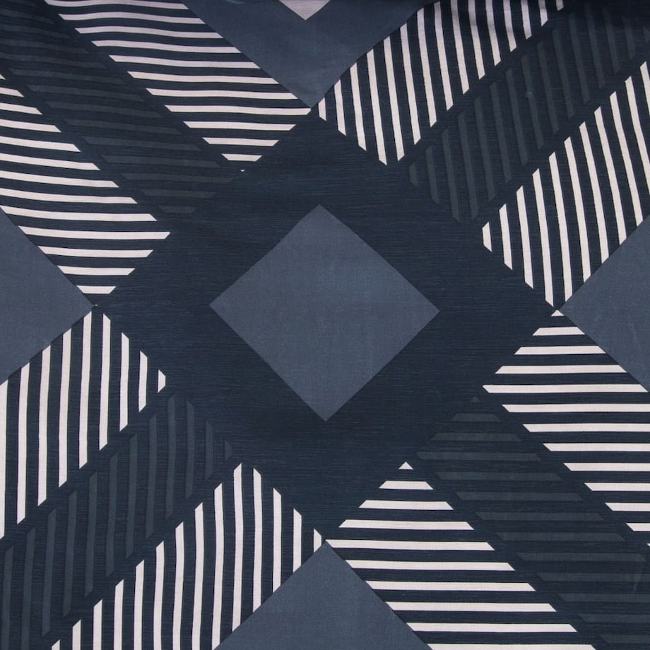 Pościel satyna bawełniana 180x200 Satynlove granatowo kremowy geometryczny wzór