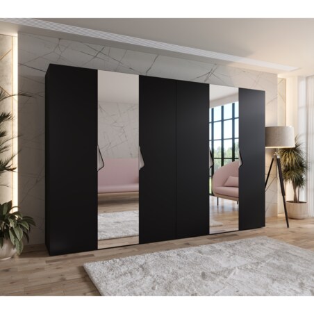 Szafa uchylna z lustrem Sandi 2 300 (2X150) wys 202 cm Czarny + u Kaszmir