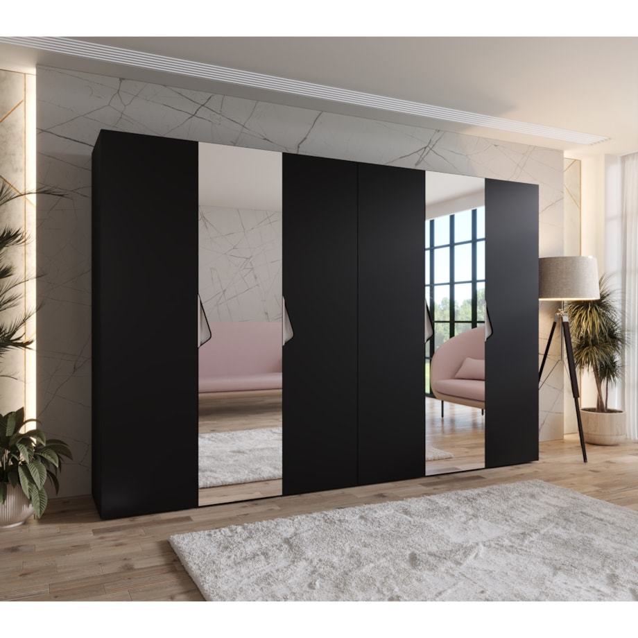 Szafa uchylna z lustrem Sandi 2 300 (2X150) wys 202 cm Czarny + u Kaszmir