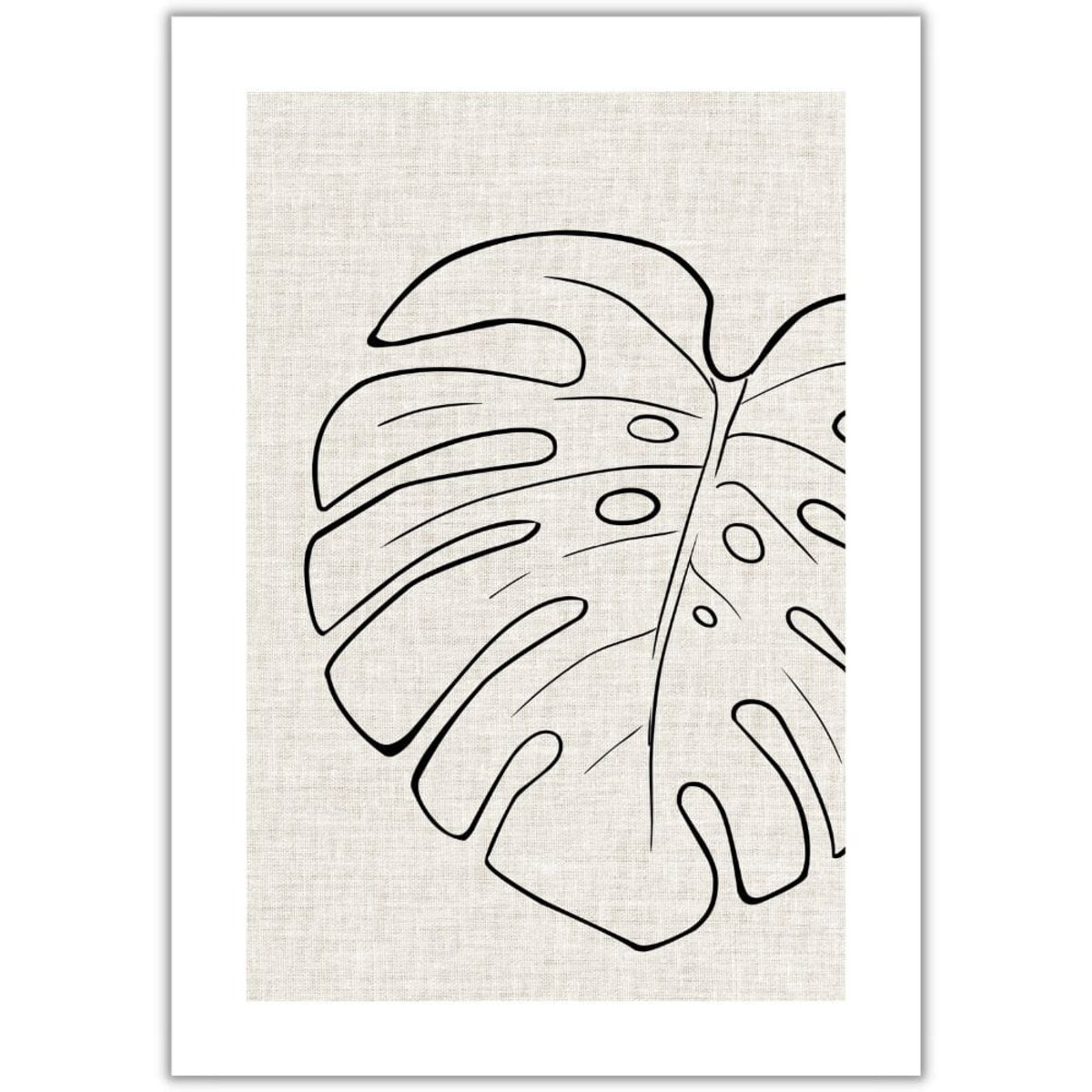 plakat line art monstera len 30x40 cm