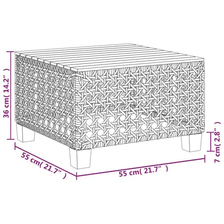 vidaXL Stolik ogrodowy, czarny, 55x55x36 cm, polirattan i akacja