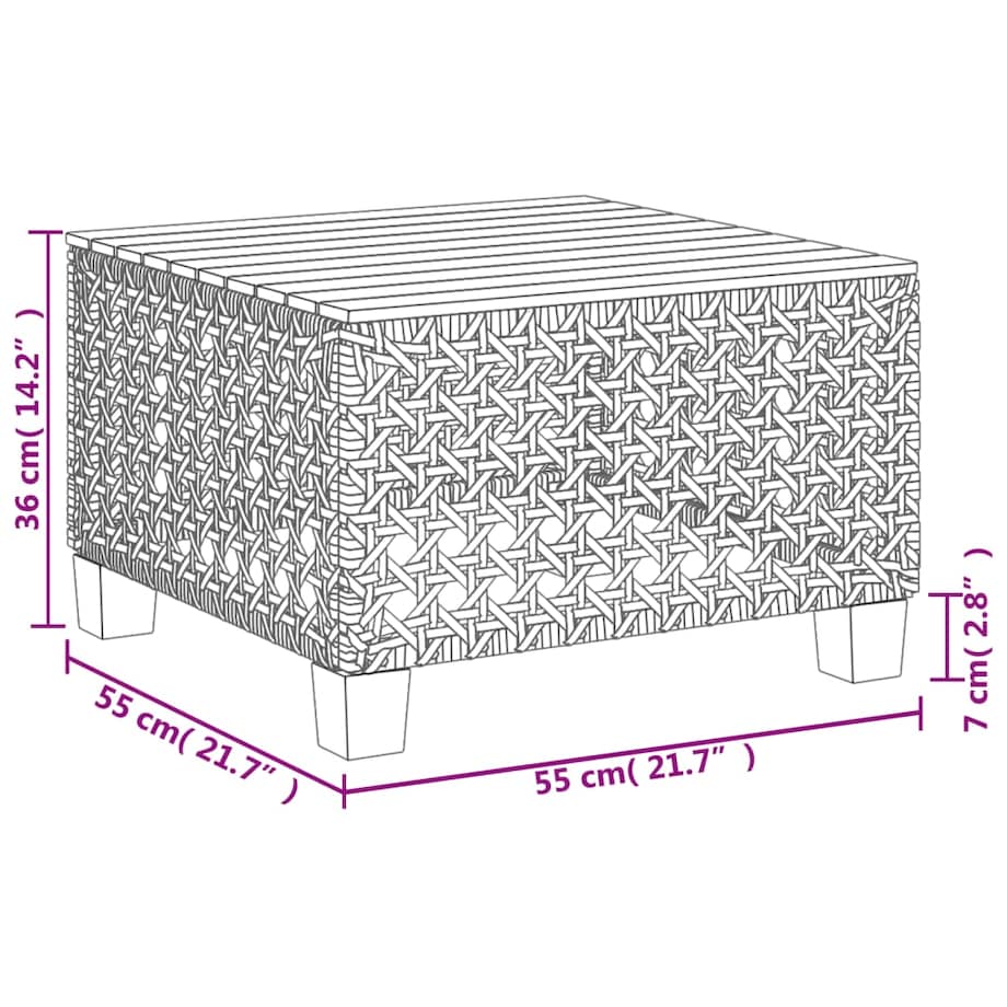 vidaXL Stolik ogrodowy, czarny, 55x55x36 cm, polirattan i akacja