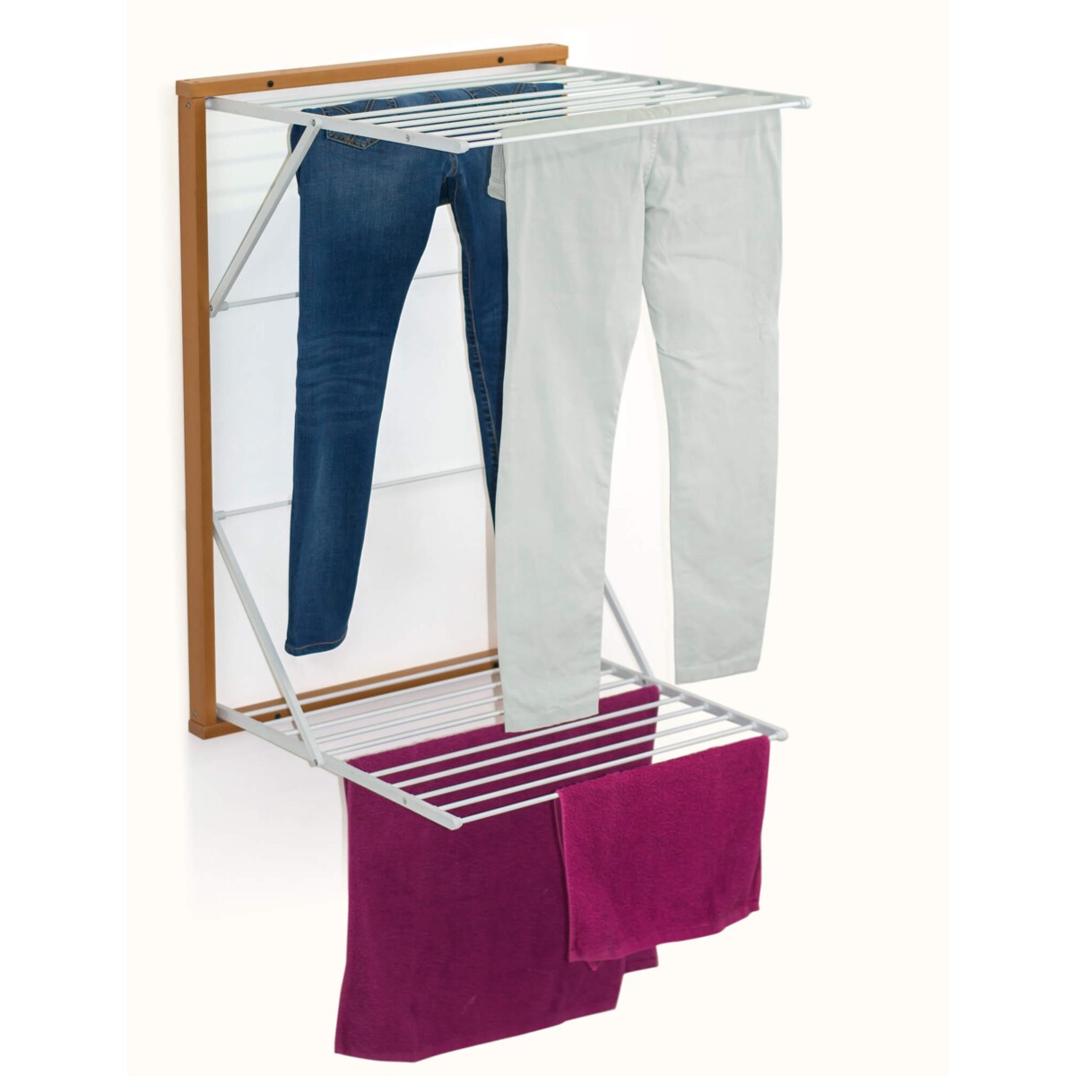 ARREDAMENTI KORAL Naścienna suszarka na pranie - 98 x 69 cm, Brązowy
