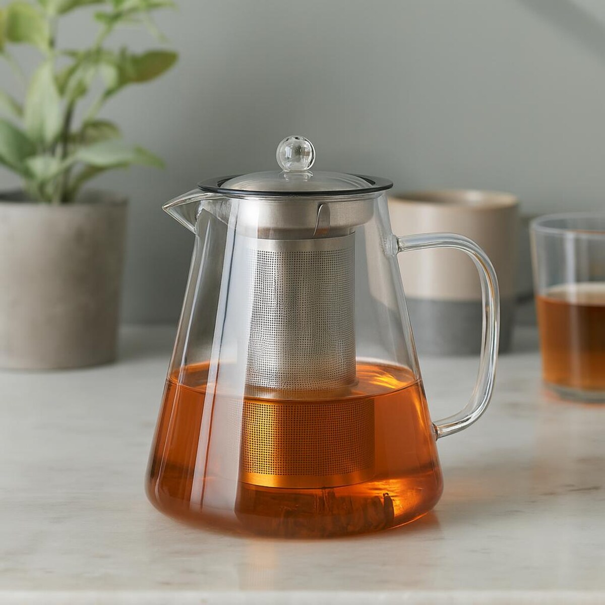 Szklany dzbanek do herbaty z zaparzaczem TEAL, 1,3 l, szklany, kolor przezroczysty