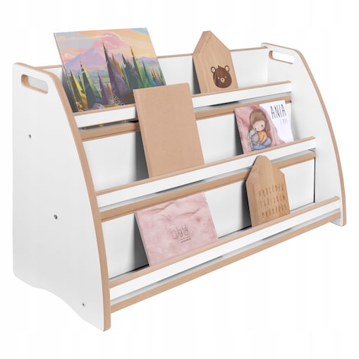 BIBLIOTECZKA MONTESSORI Regał organizer na książki dzieci L dziecięcego CE