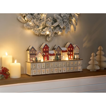 Dekoracja świąteczna LED VISTERFLO Kalendarz adwentowy 24 cm Jasnobrązowy