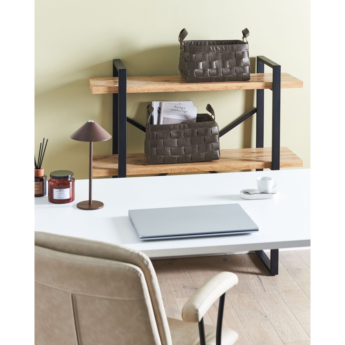 Zestaw 2 koszy z ekoskóry ciemnobrązowy SIPPAR