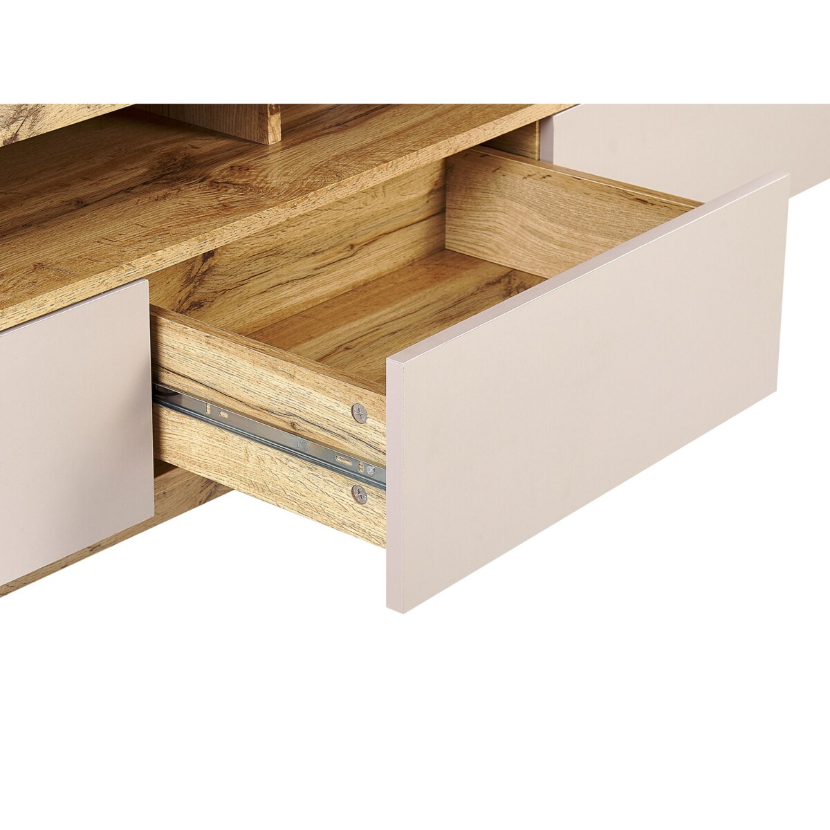 Szafka RTV jasne drewno z beżowym ANTONIO