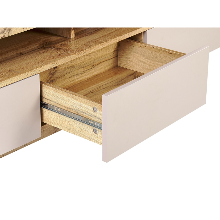 Szafka RTV jasne drewno z beżowym ANTONIO