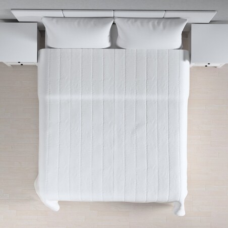 Narzuta pikowana w pasy 260x210 biały z połyskiem