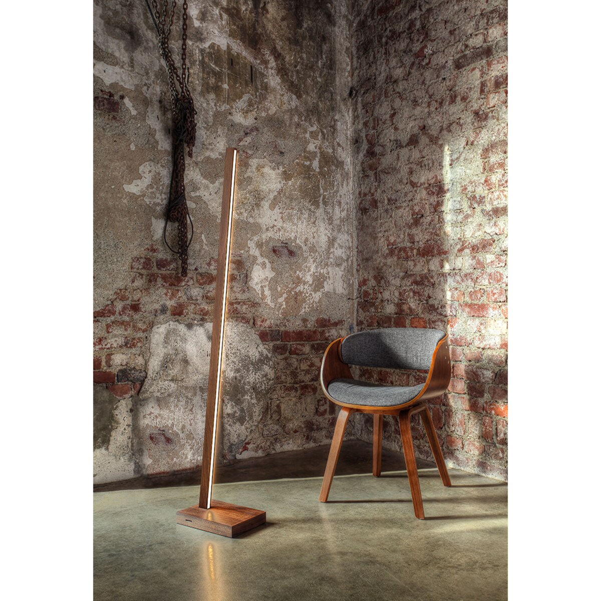 Drewniana Lampa Podłogowa BRITOP Lighting 1xLED 22W Drewno Bukowe Orzechowe FSC, Ściemniacz Dotykowy, 1 szt.