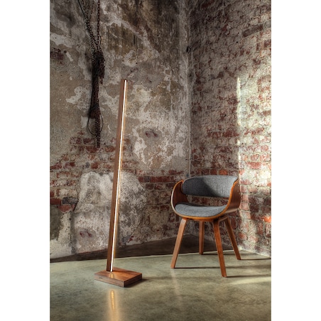 Drewniana Lampa Podłogowa BRITOP Lighting 1xLED 22W Drewno Bukowe Orzechowe FSC, Ściemniacz Dotykowy, 1 szt.