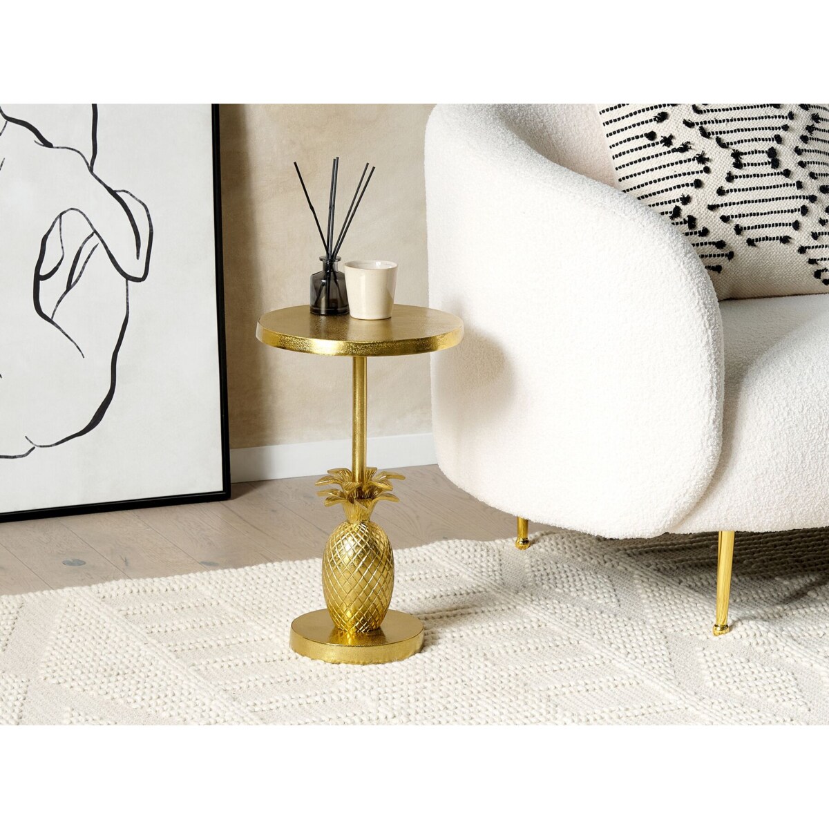 Stolik pomocniczy metalowy złoty PANNOUVRE