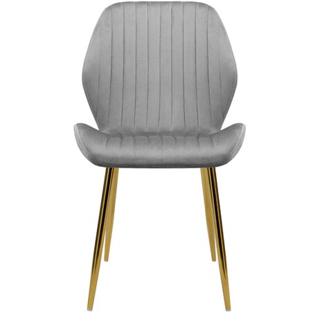 Krzesło tapicerowane welurowe szare do salonu jadalni złote nogi