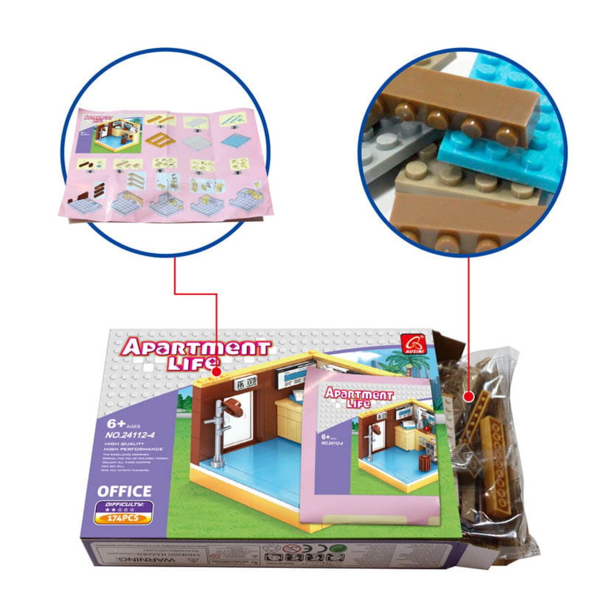 BIURO - mini pokoik z klocków - Ausini - 174 elementy