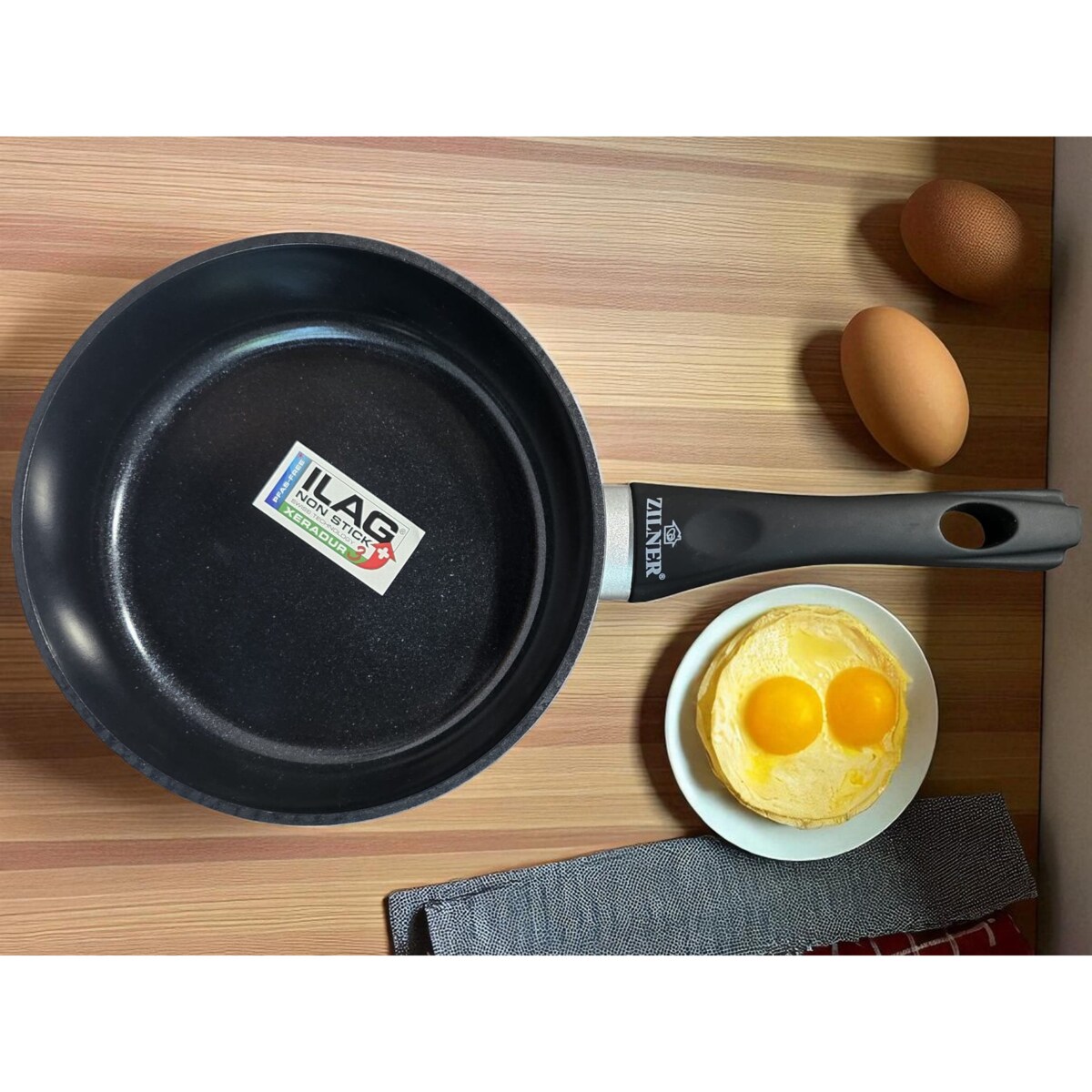 Patelnia do smażenia ceramiczna 28 cm czarna indukcja gaz ZILNER