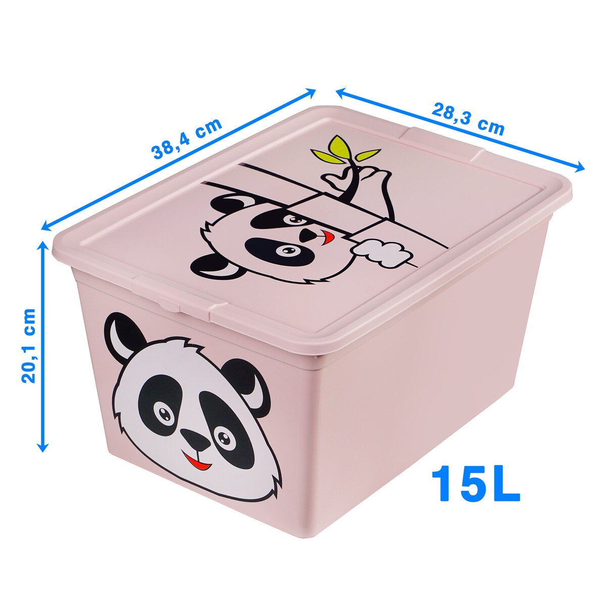 Pojemnik Plastikowy Na Zabawki Z Pokrywą 15 L Zamykany Do Pokoju Dzieci Panda Różowy