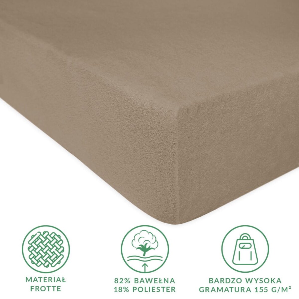 Prześcieradło frotte z gumką 160x200 kolor kakao