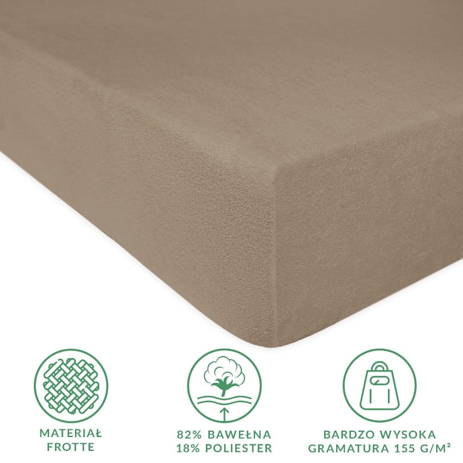 Prześcieradło frotte z gumką 160x200 kolor kakao