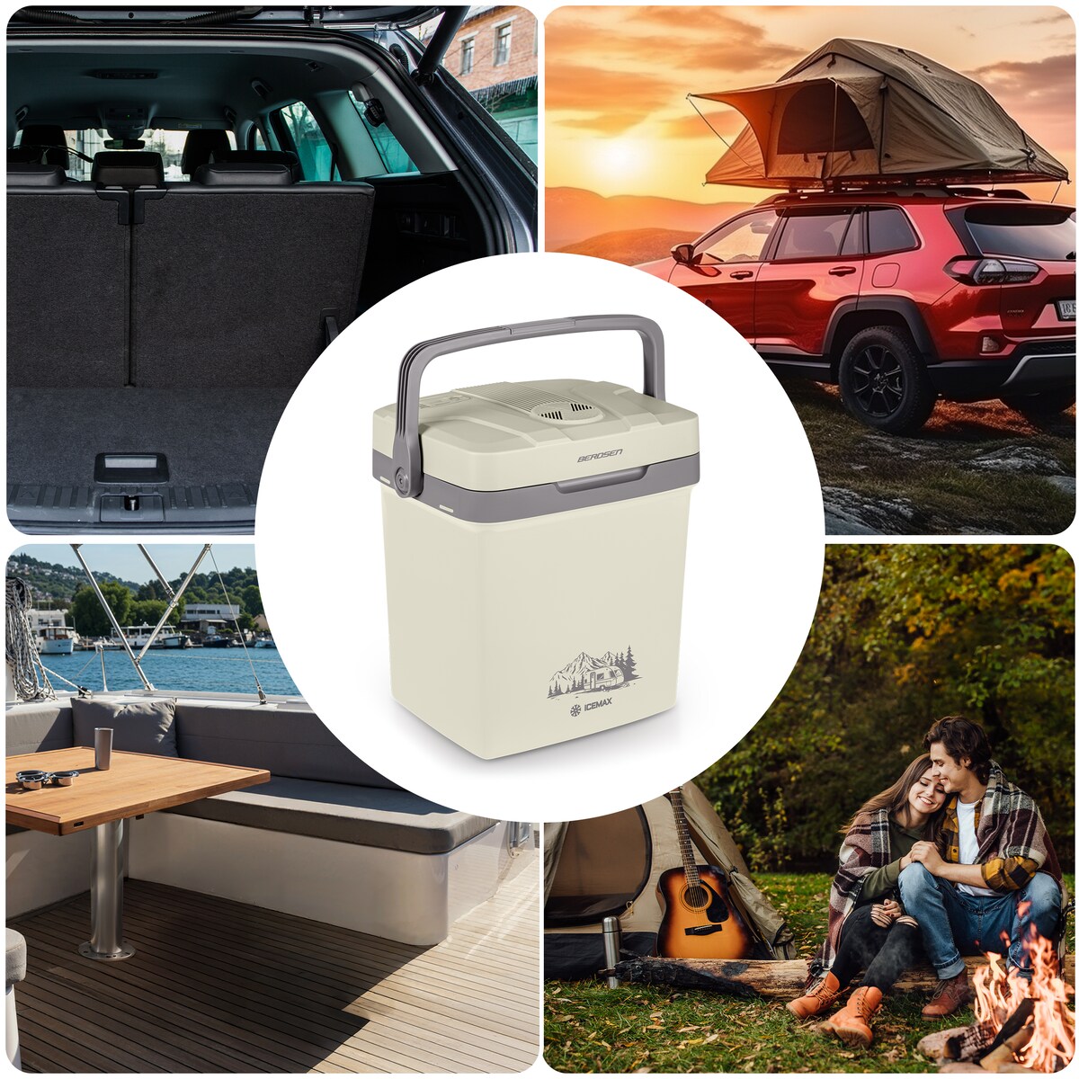 Lodówka turystyczna samochodowa 12V/230V USB funkcja grzania 26l Berdsen