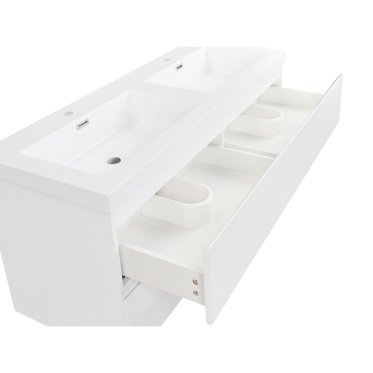 Szafka łazienkowa wisząca z podwójną umywalką CARDIEL 120 cm 52 cm Biały