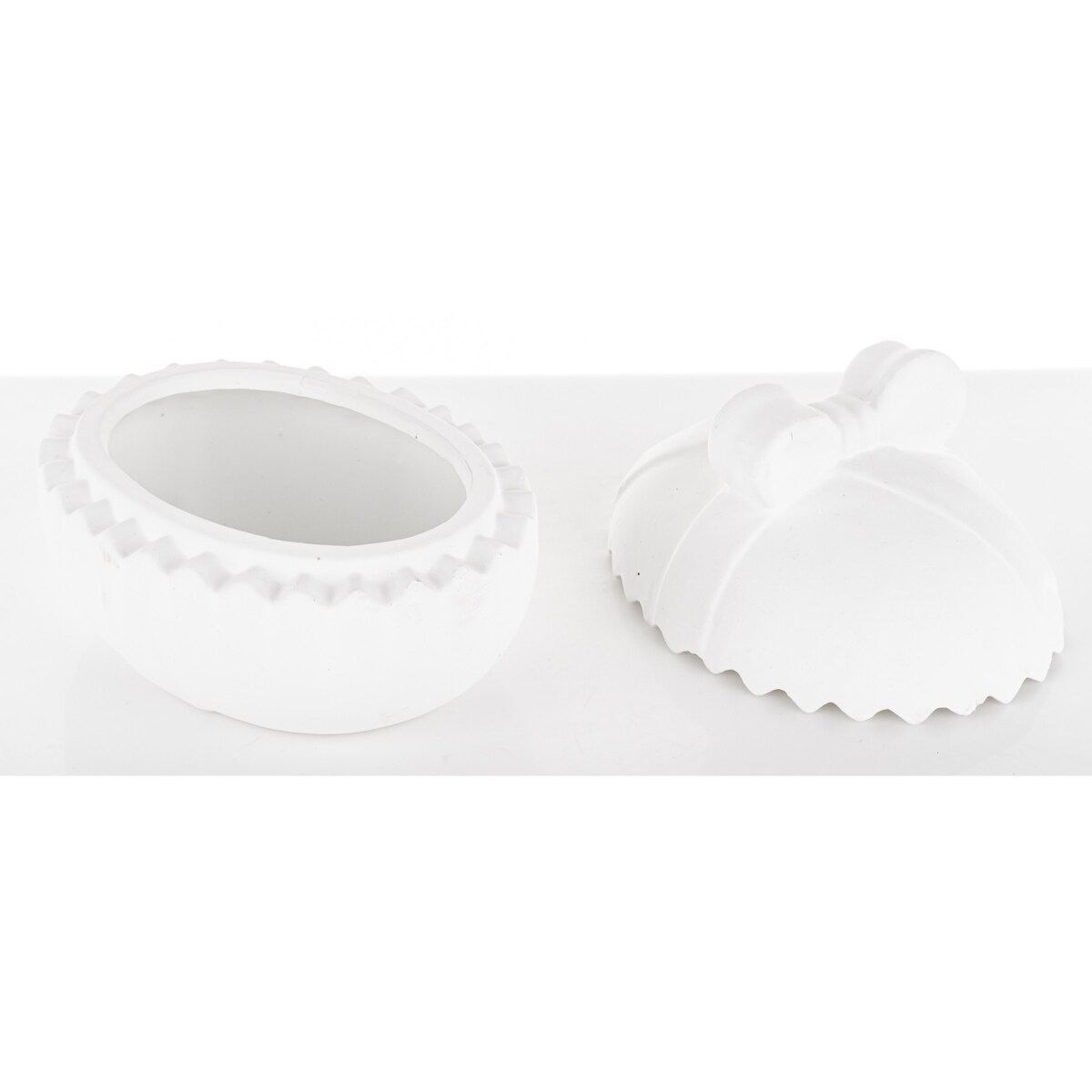 Dekoracja - jajko ceramiczne 13x16x12,5 cm otwierany szary pojemnik